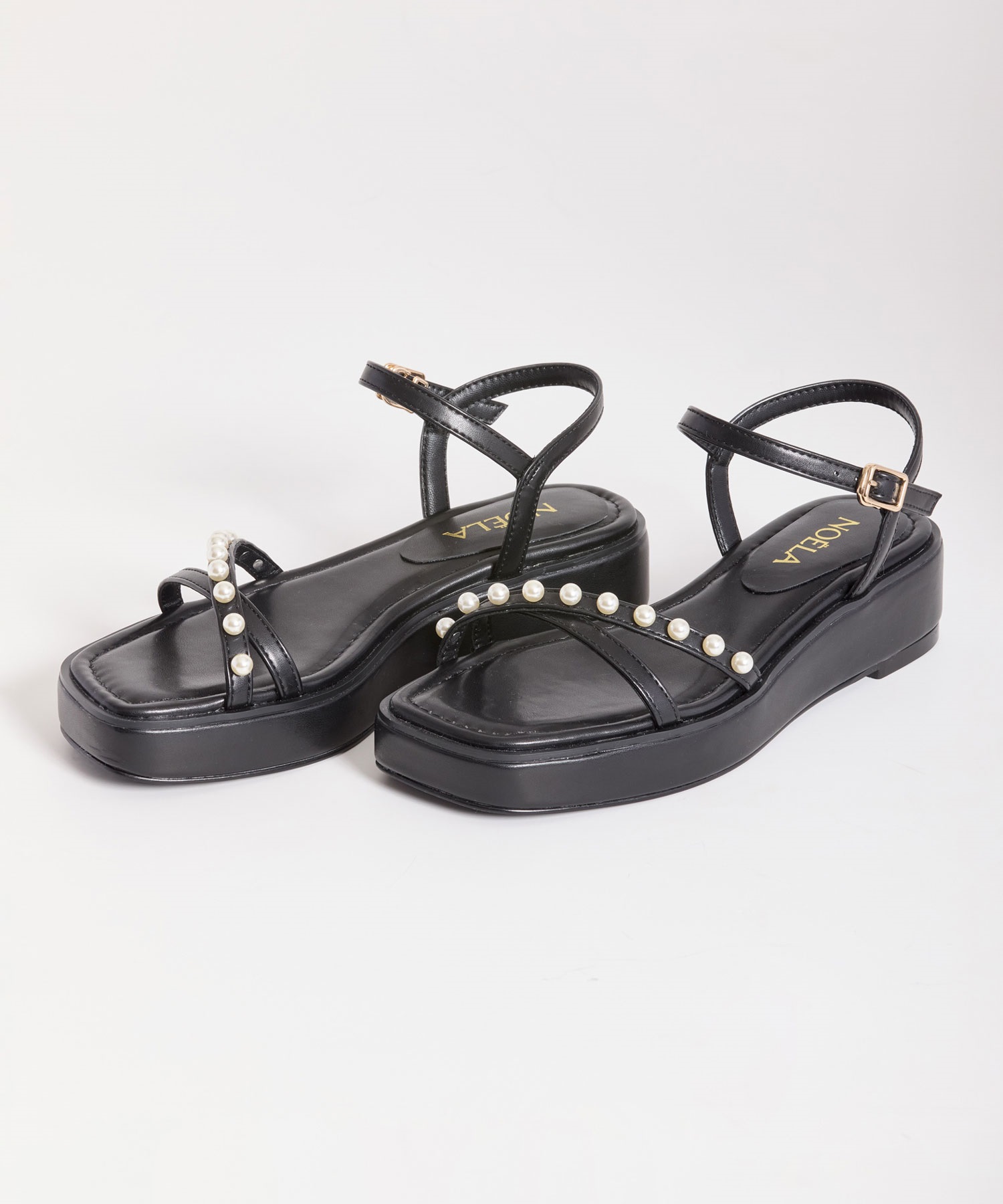 【予約】クロスパールプラットフォームサンダル(00ブラック-Ｓ-4月下旬ごろのお届け)