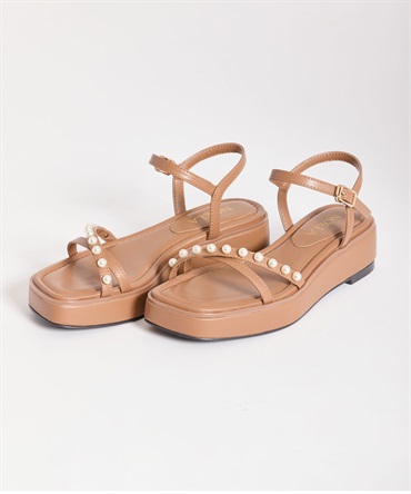 【予約】クロスパールプラットフォームサンダル(81チャ-Ｍ-4月下旬ごろのお届け)