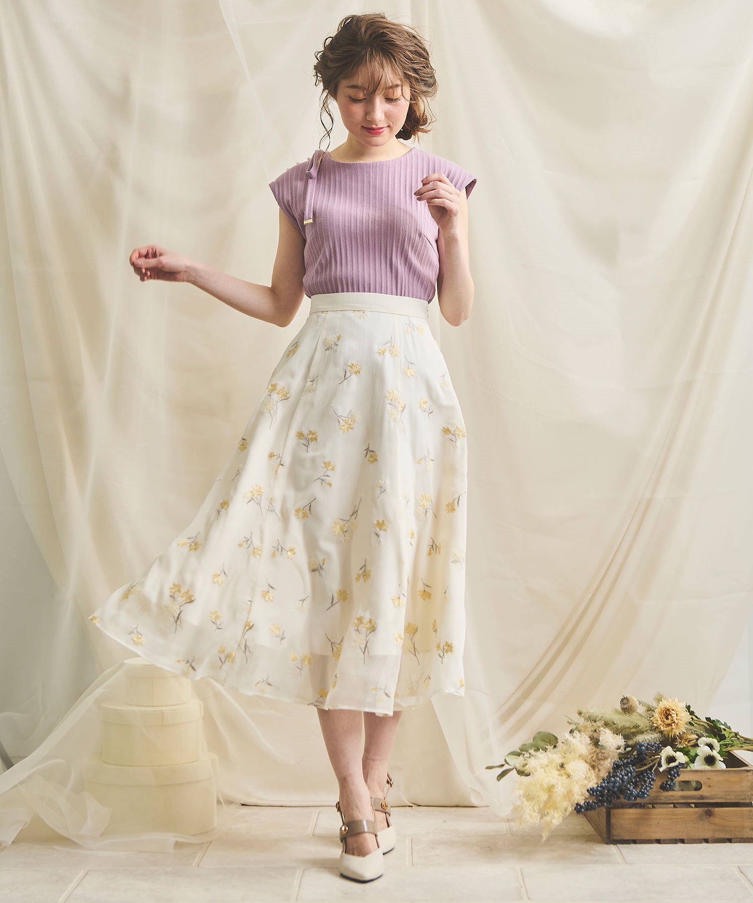 ３Ｄフラワー刺繍スカート | フレアスカート | Noela OFFICIAL WEB ...