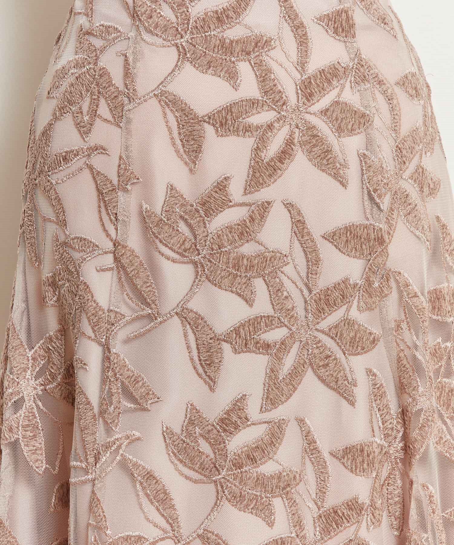 《ご成約》NYコレクション 豪華エメラルドエンブロイダリー刺繍シルクスカート