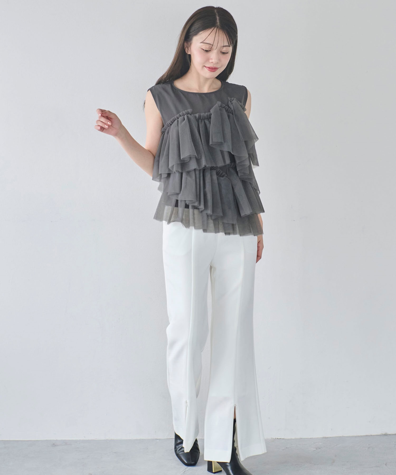 チュールフリルブラウス チュールフリルブラウス | outlet | axes femme online shop