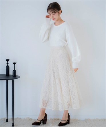 美品　ダイアグラム　Diagram レース×ニット　アンゴラ混　ホワイト Diagram（ダイアグラム） WOMEN ニット GRACE CONTINENTAL