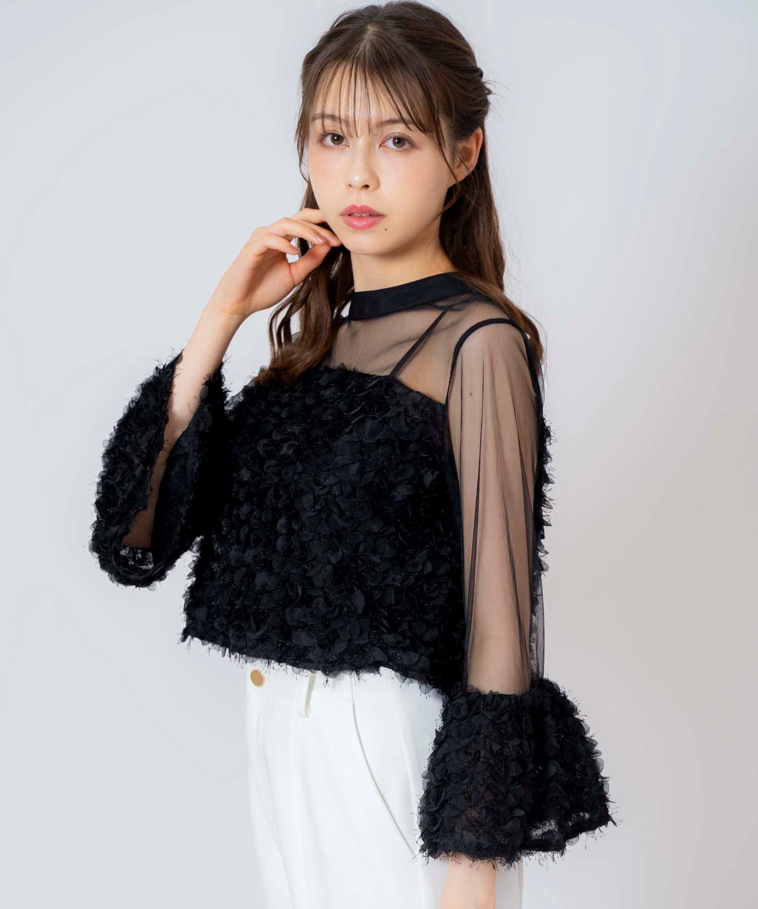 チュールスリーブリネンブラウス Vin｜チュールスリーブリネンブラウス | Rakuten Fashion(楽天