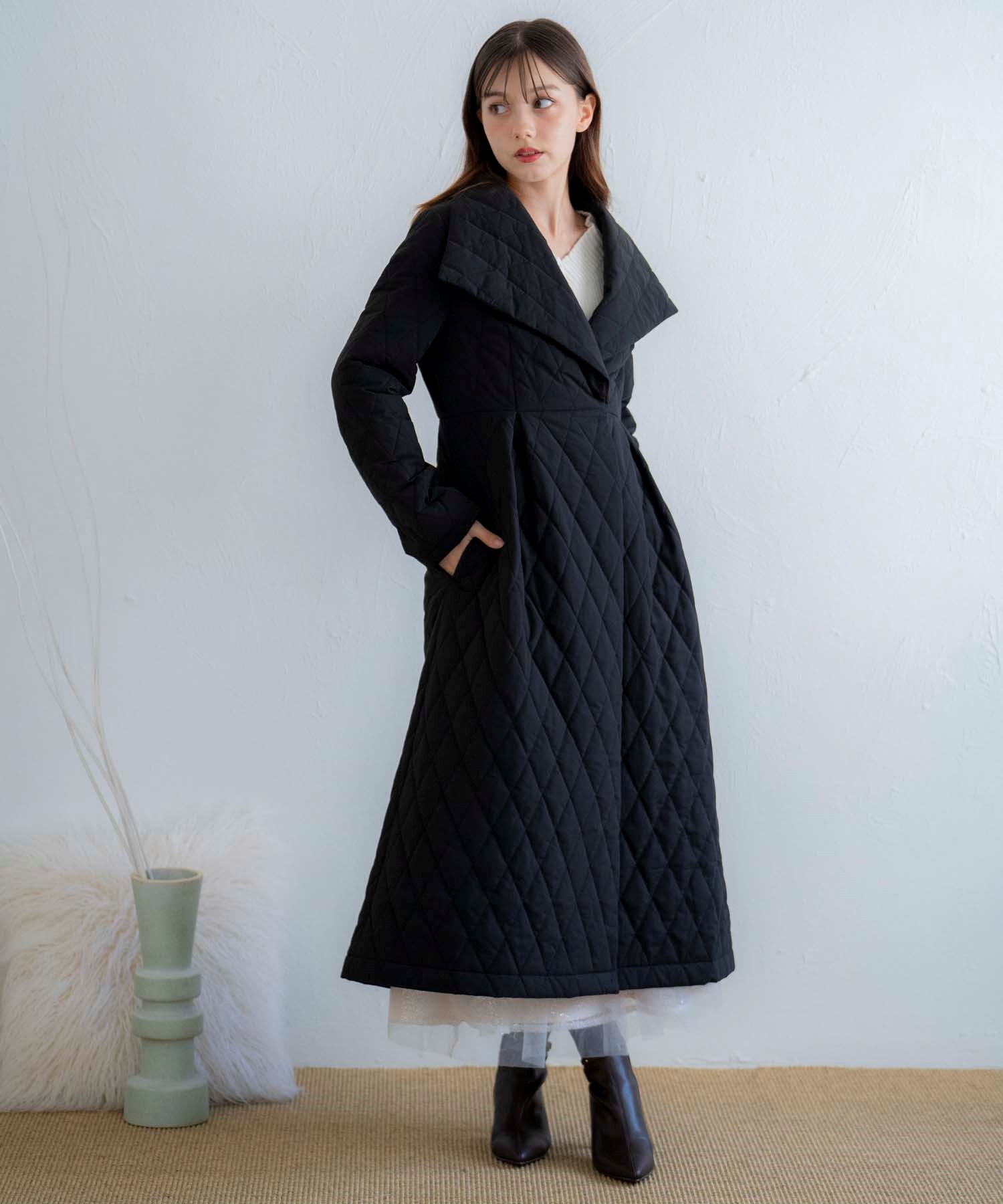 Karaku ヘリンボーン裏キルト入り中綿ロングコートXL 新品 無地2色 ヘリンボーン裏キルト入り中綿ロングコート – Karakubuy